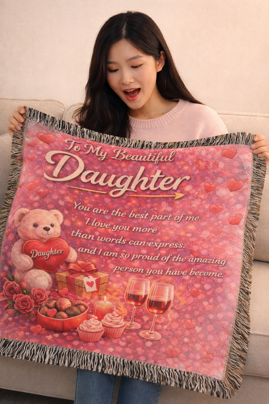 To My Beautiful Daughter – Woven Blanket | A Heartfelt Gift of Love
