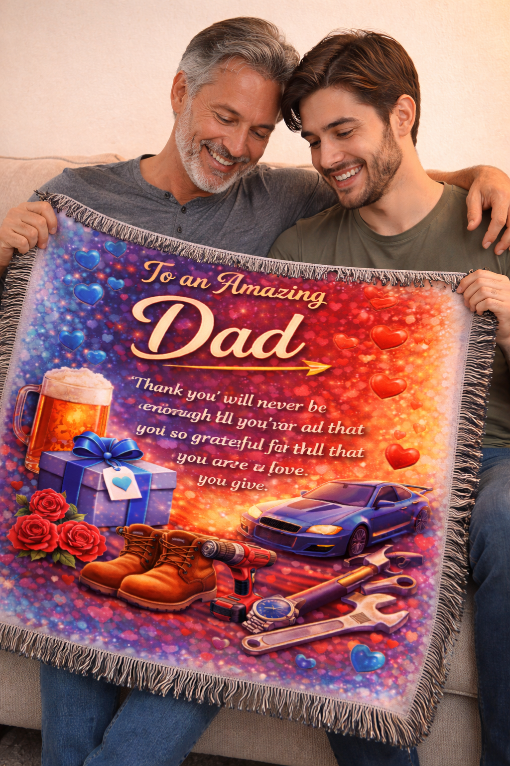 To an Amazing Dad – Woven Blanket | A Heartfelt Thank You Gift for Father