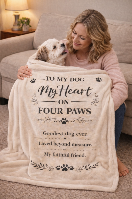 To My Dog – My Heart on Four Paws Coral Fleece Blanket
