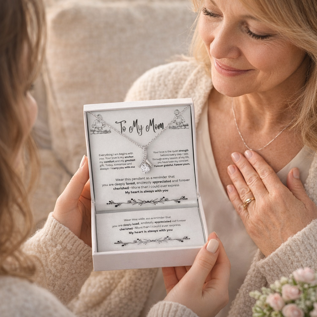 Petite Ribbon Love Pendant Necklace – To My Mom