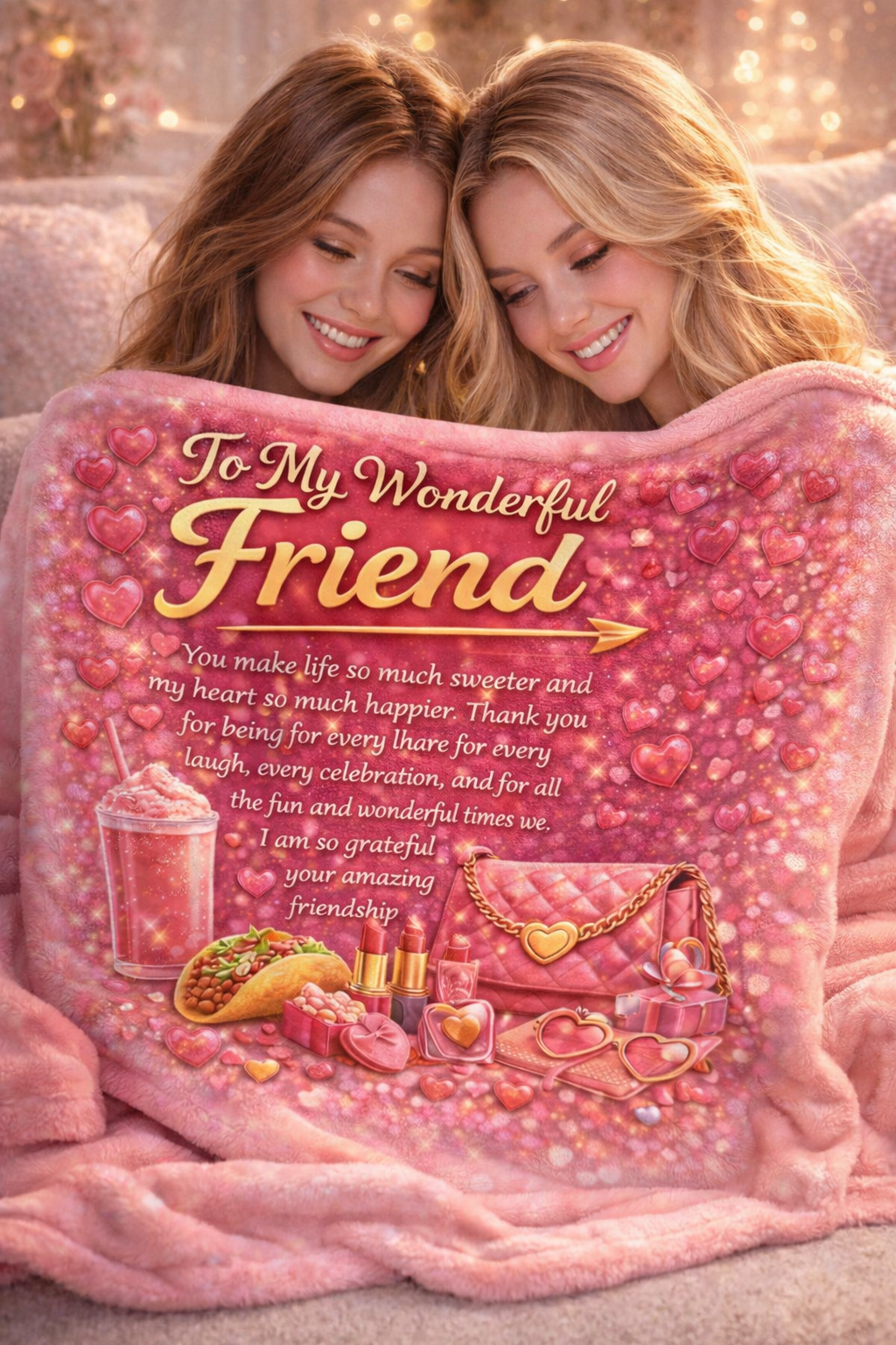 Girly Friend Coral Fleece Blanket – Soft, Cozy & Thoughtful Gift