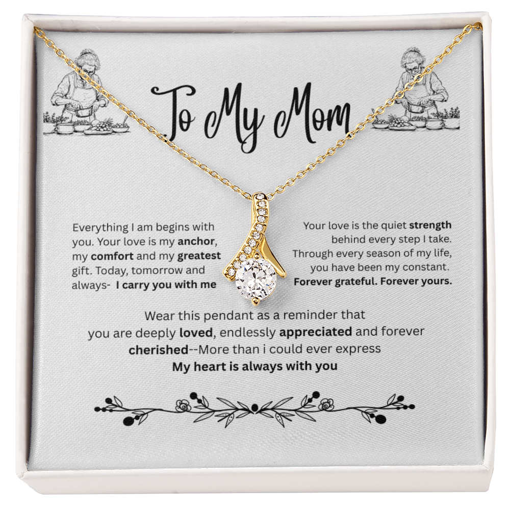 Petite Ribbon Love Pendant Necklace – To My Mom