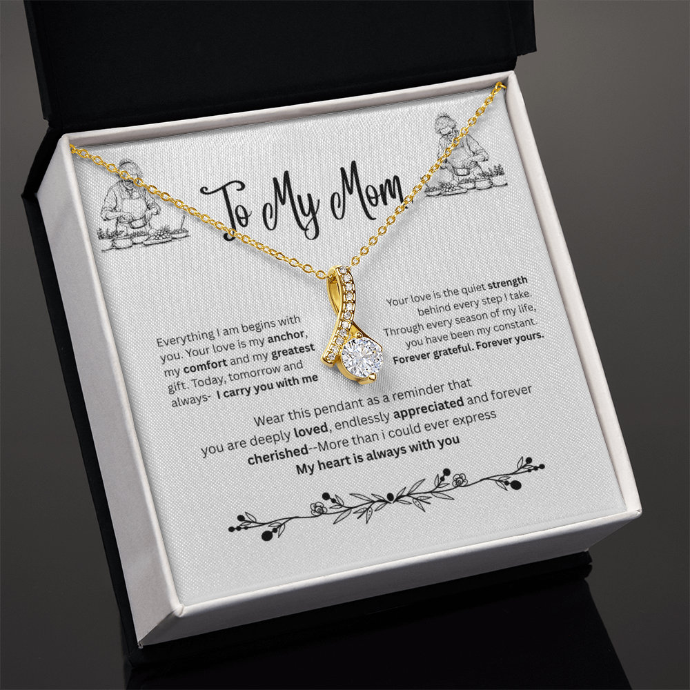 Petite Ribbon Love Pendant Necklace – To My Mom