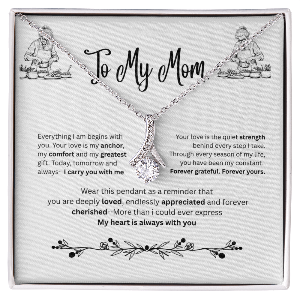 Petite Ribbon Love Pendant Necklace – To My Mom