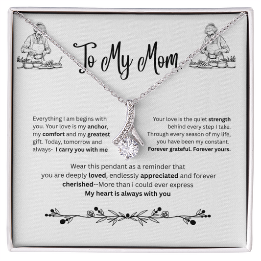 Petite Ribbon Love Pendant Necklace – To My Mom