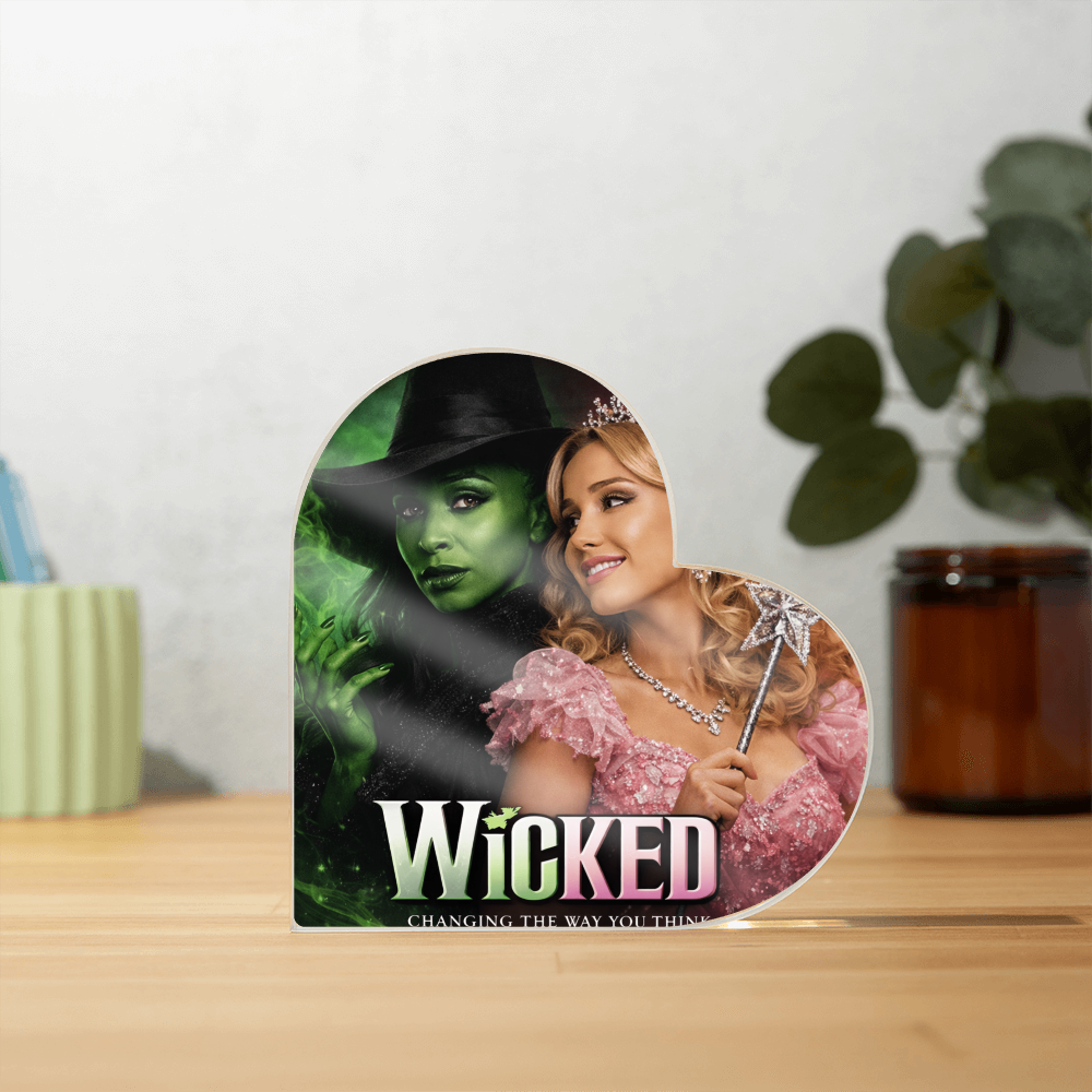 Wicked Themed Acrylic Heart Shaped Block