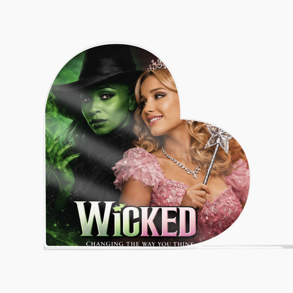 Wicked Themed Acrylic Heart Shaped Block