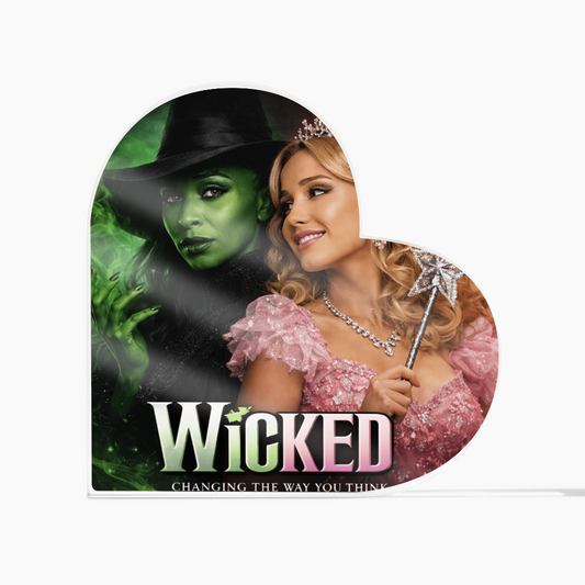 Wicked Themed Acrylic Heart Shaped Block