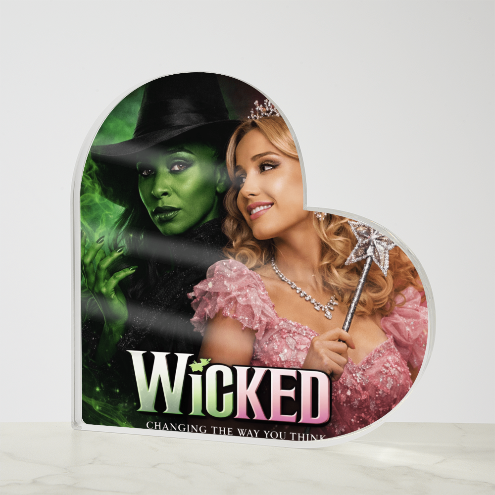 Wicked Themed Acrylic Heart Shaped Block