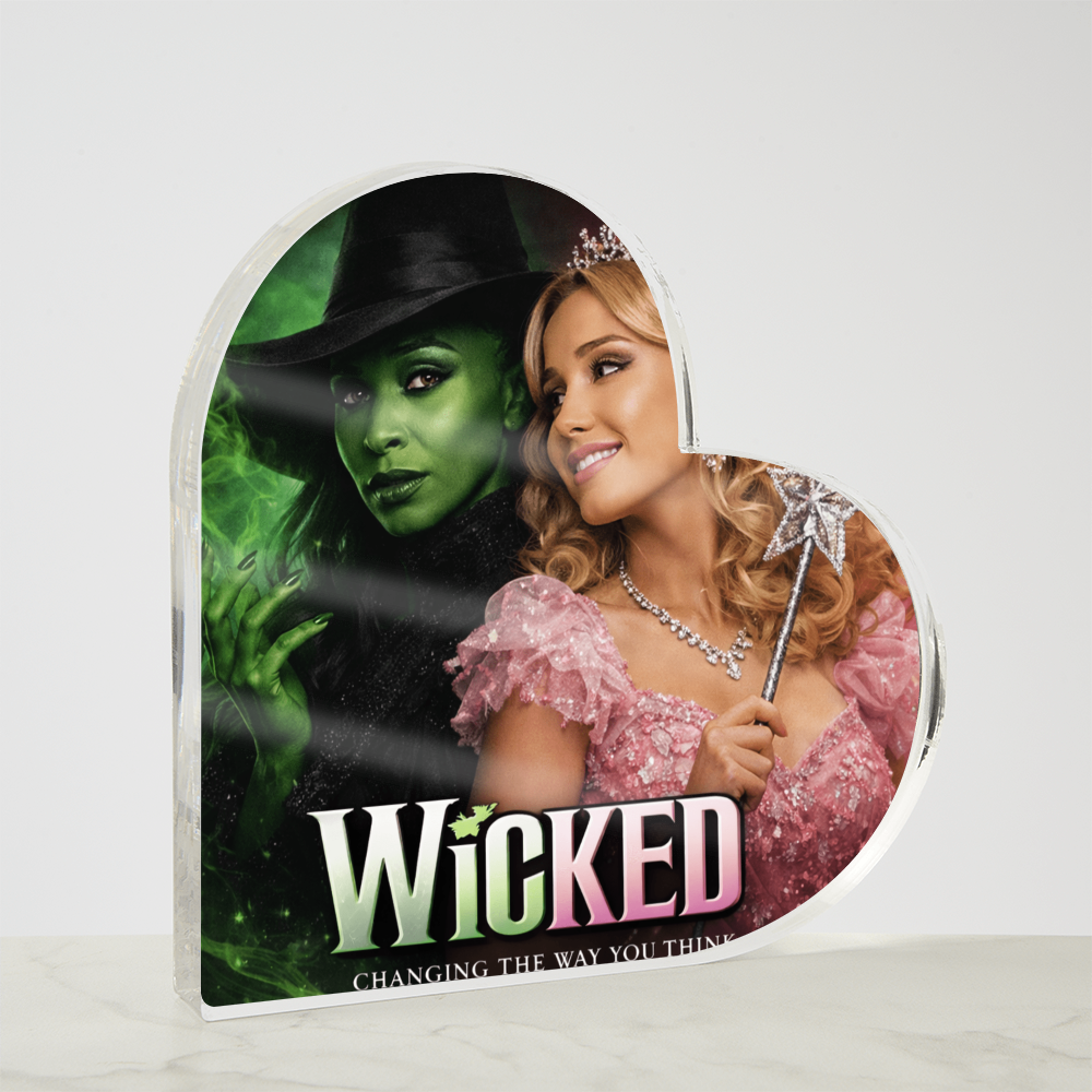 Wicked Themed Acrylic Heart Shaped Block