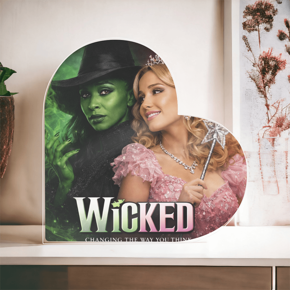 Wicked Themed Acrylic Heart Shaped Block