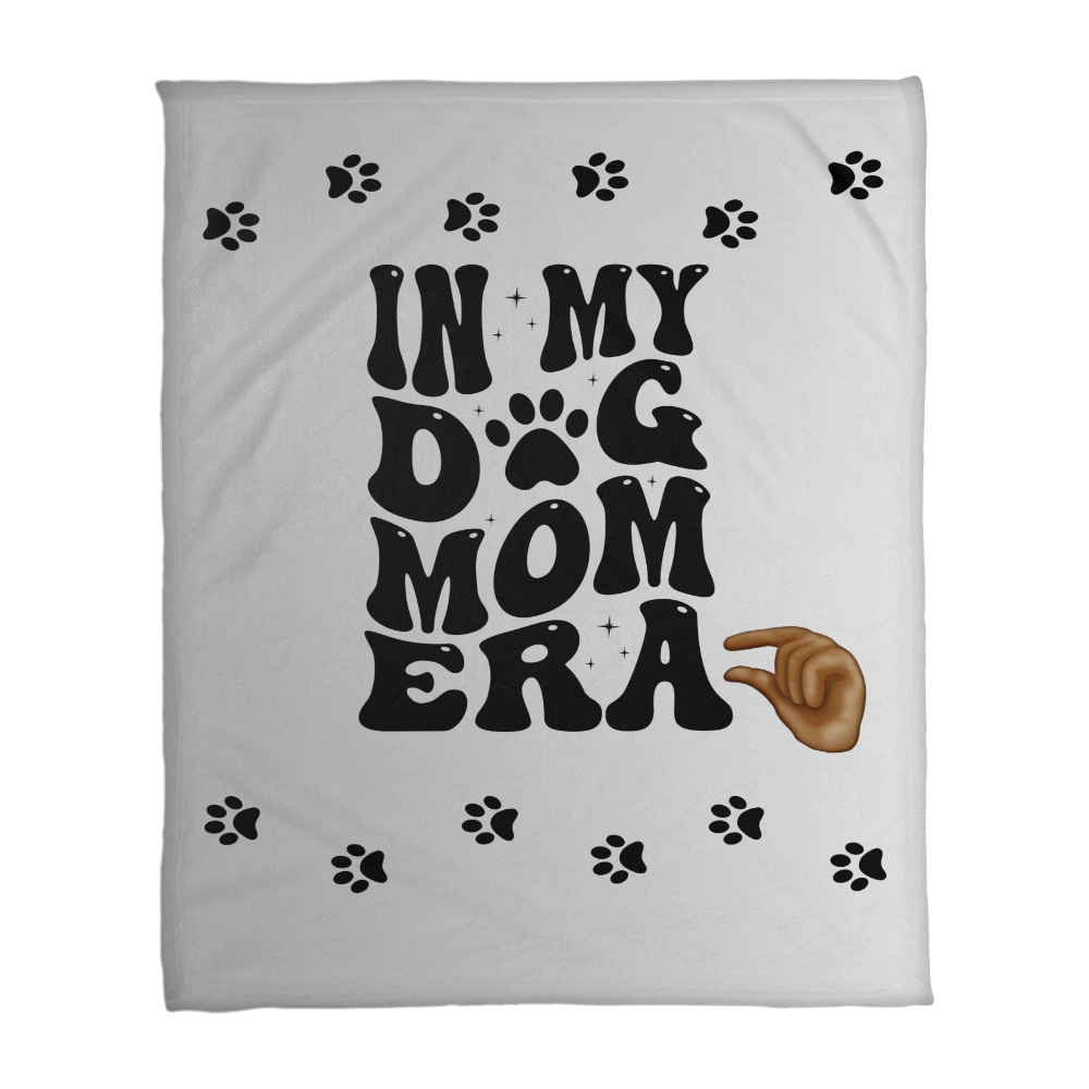 “In My Dog Mom Era” Coral Fleece Blanket – Cozy Paw-Printed Comfort for Dog Moms