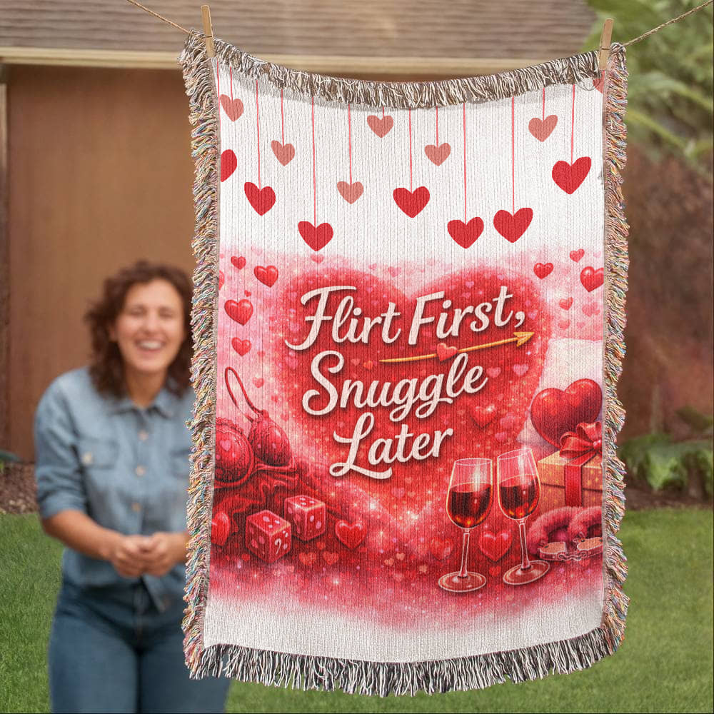 Flirt First, Snuggle Later Blanket – Flirty Valentine Cozy Throw | Romantic Gift
