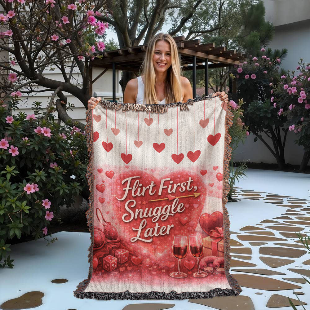 Flirt First, Snuggle Later Blanket – Flirty Valentine Cozy Throw | Romantic Gift