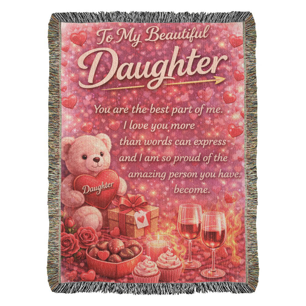 To My Beautiful Daughter – Woven Blanket | A Heartfelt Gift of Love