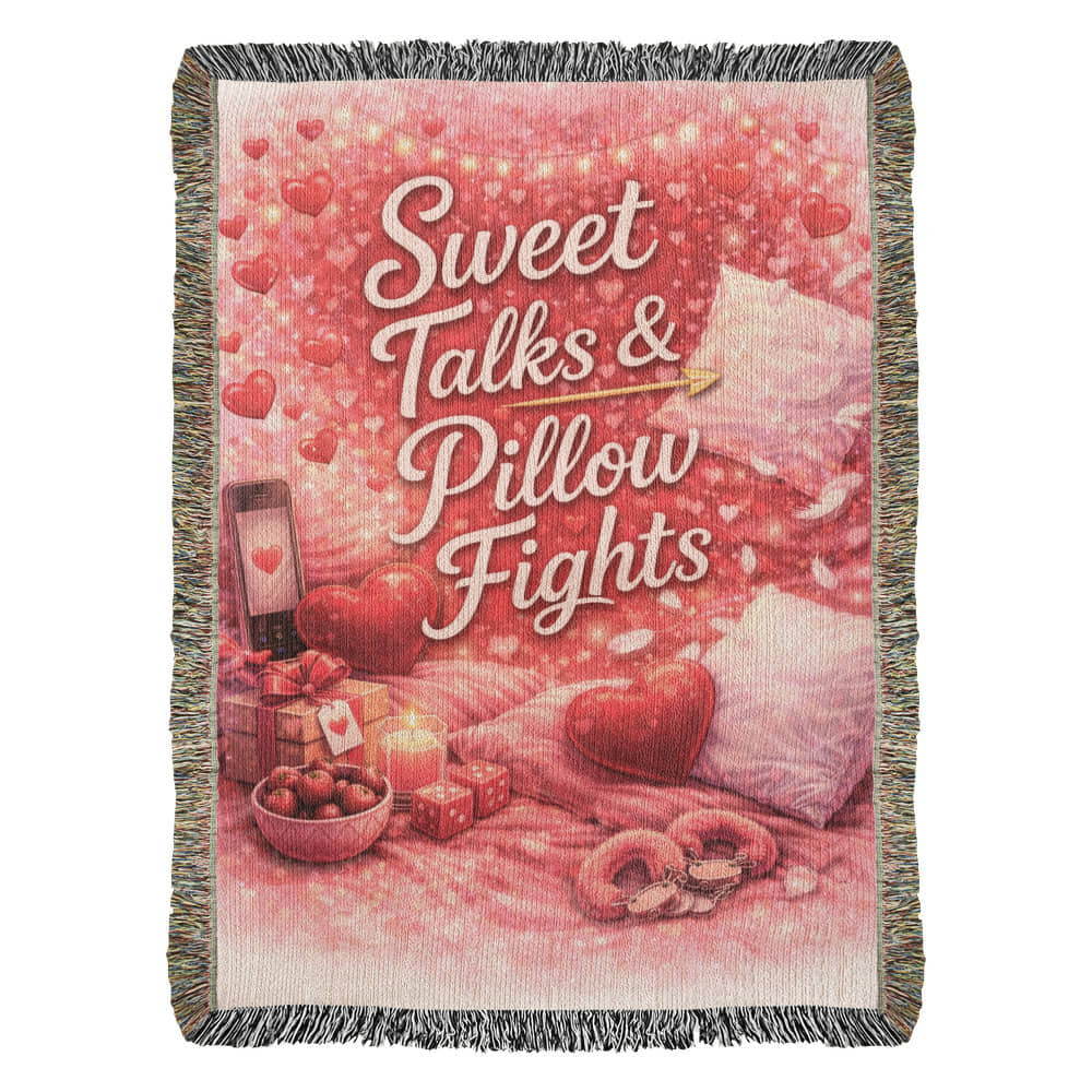 Sweet Talks & Pillow Fights Woven Blanket – Cozy Romantic Cotton Throw