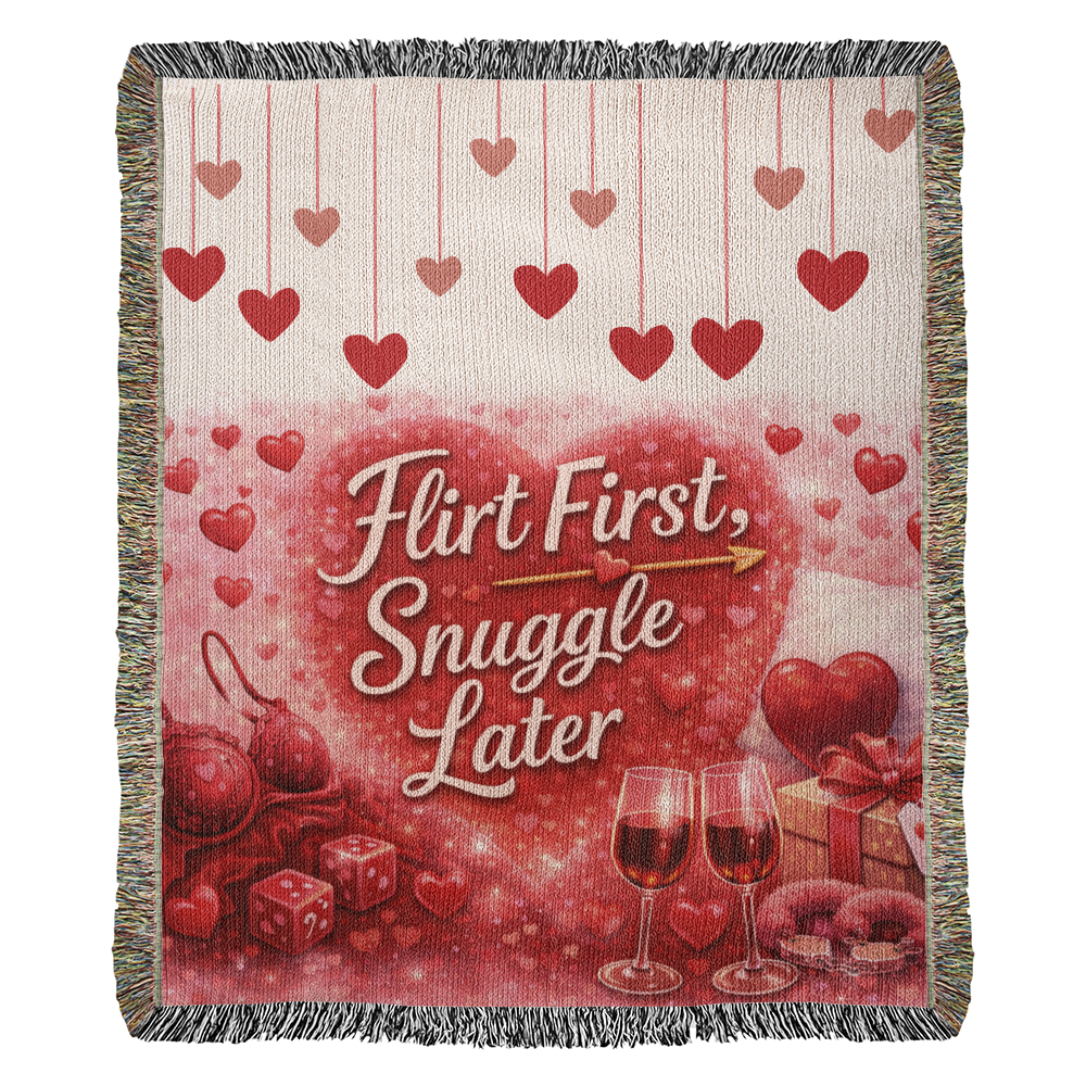 Flirt First, Snuggle Later Blanket – Flirty Valentine Cozy Throw | Romantic Gift