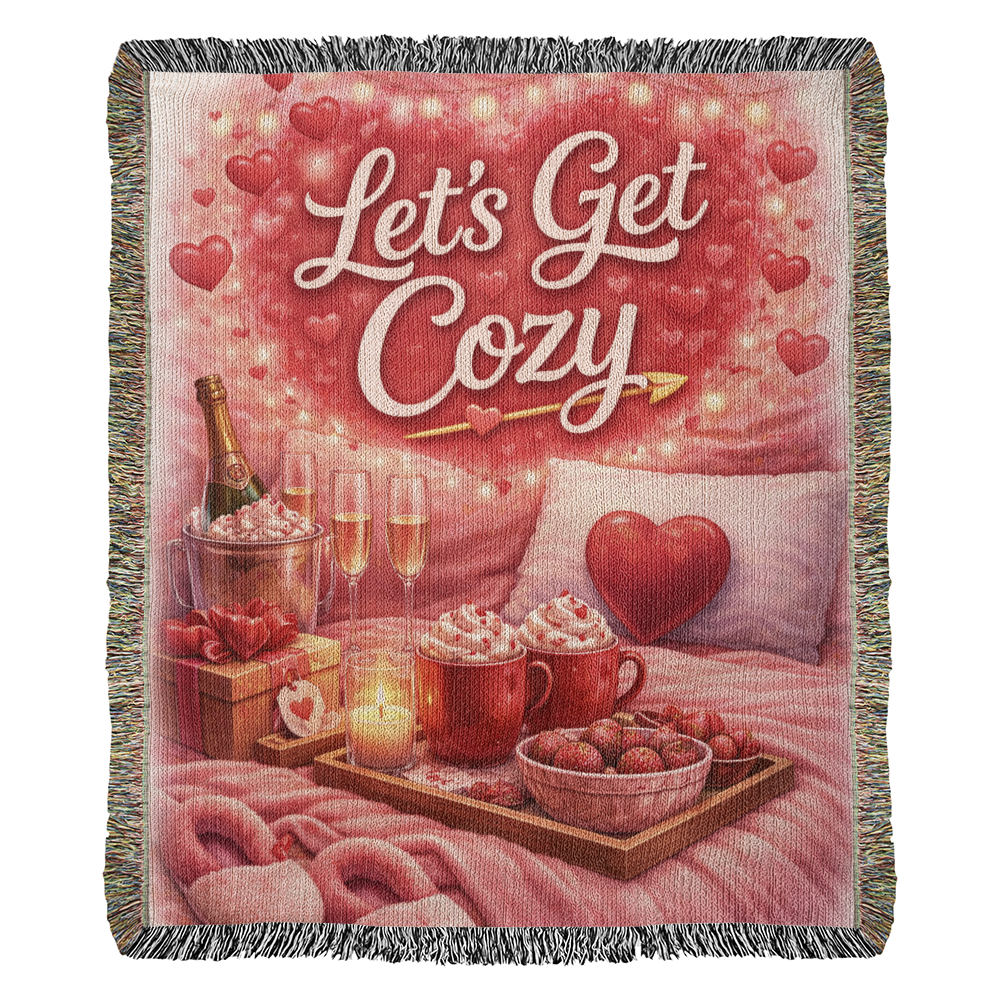 Let’s Get Cozy Woven Blanket – Romantic Cotton Throw for Couples