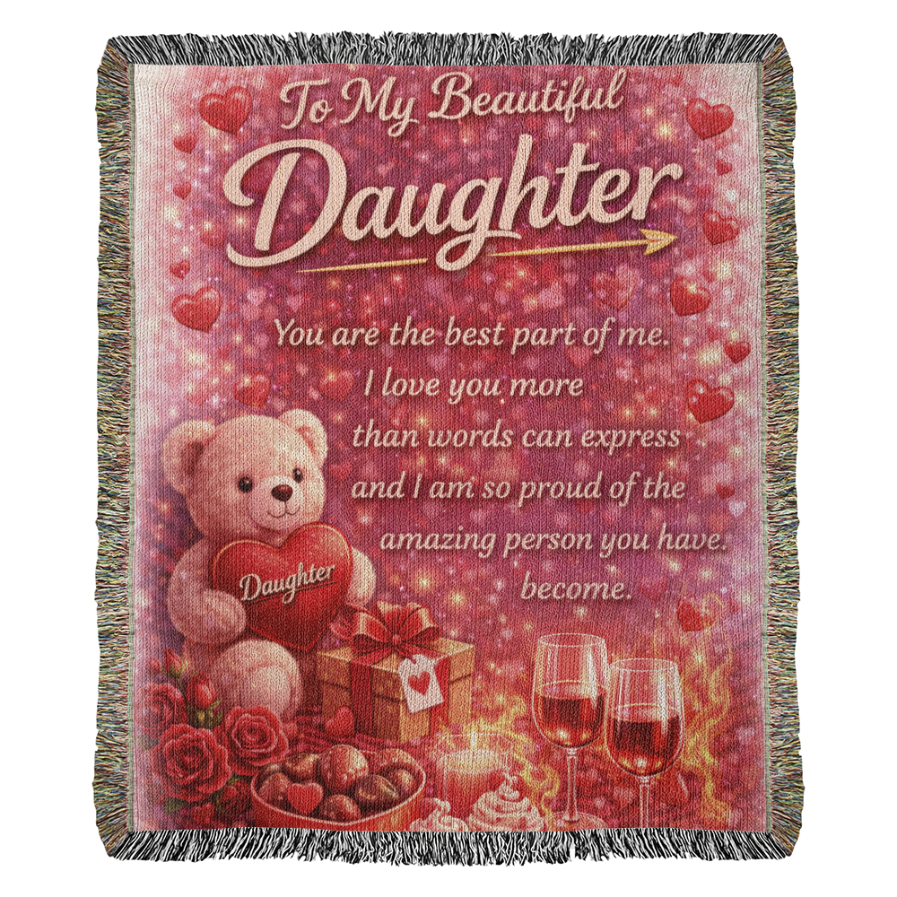 To My Beautiful Daughter – Woven Blanket | A Heartfelt Gift of Love