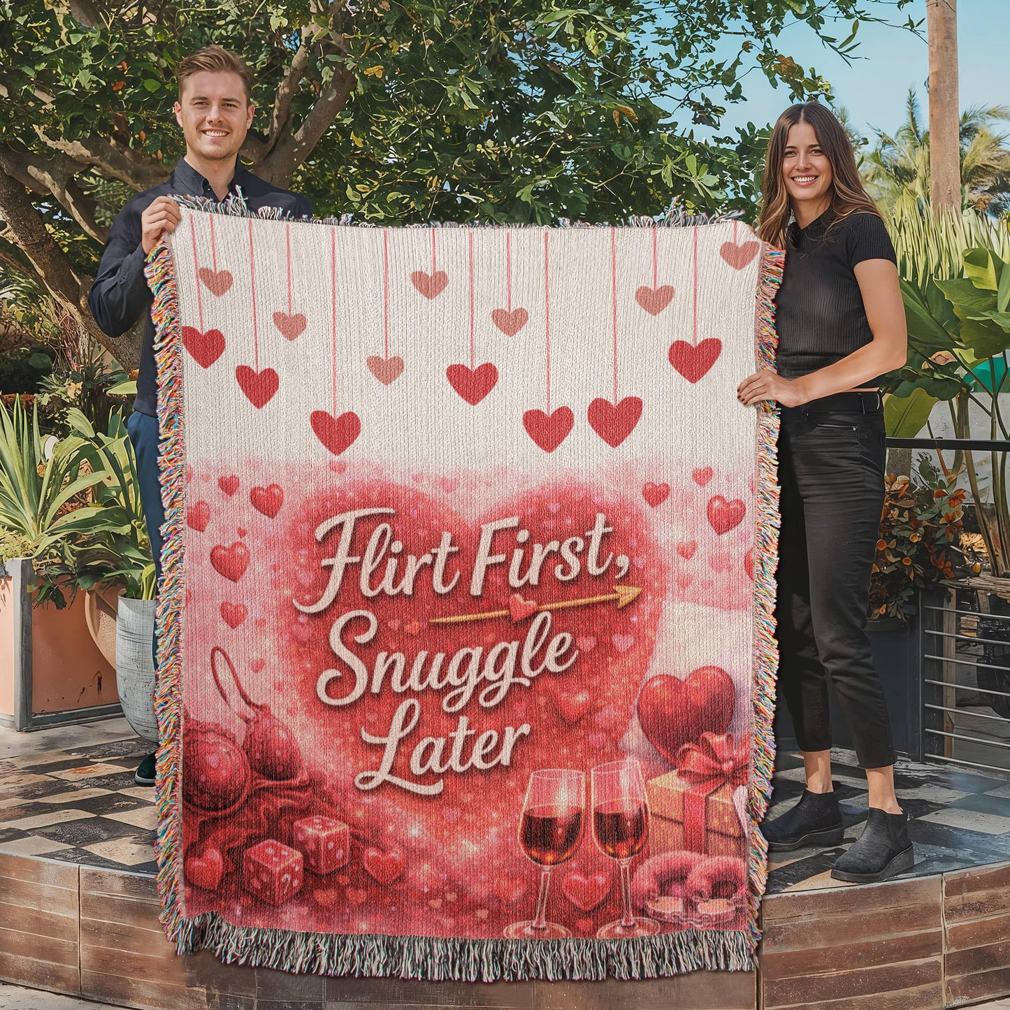 Flirt First, Snuggle Later Blanket – Flirty Valentine Cozy Throw | Romantic Gift