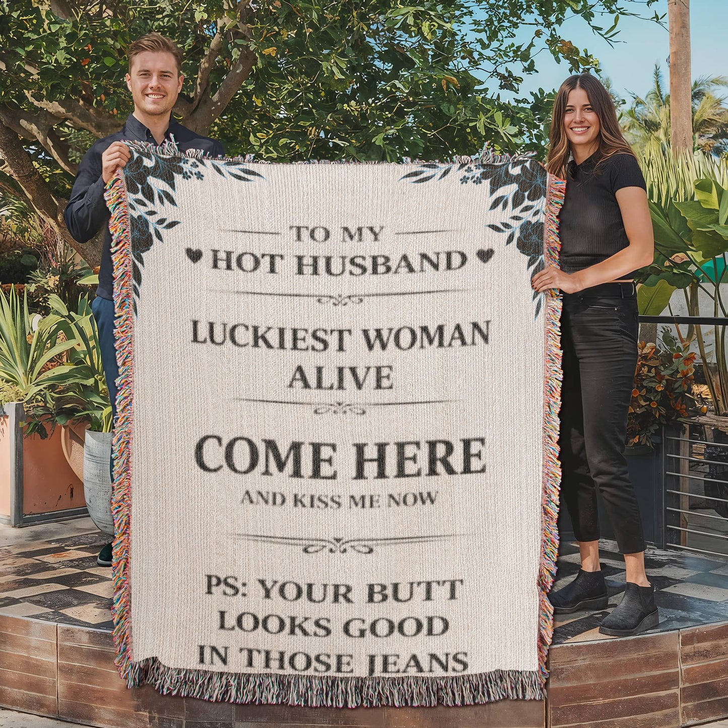 Wrapped in Love & Laughs – Flirty Heirloom Woven Blanket