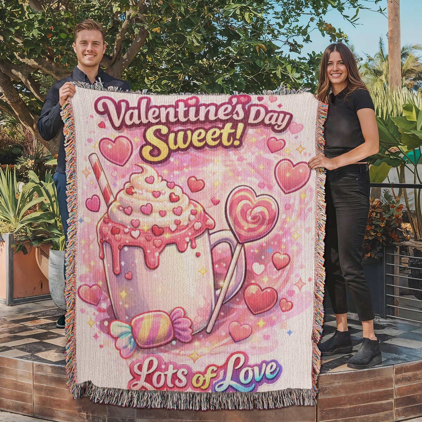 Valentine's Day Sweet Treat Woven Cotton Blanket – Lots of Love