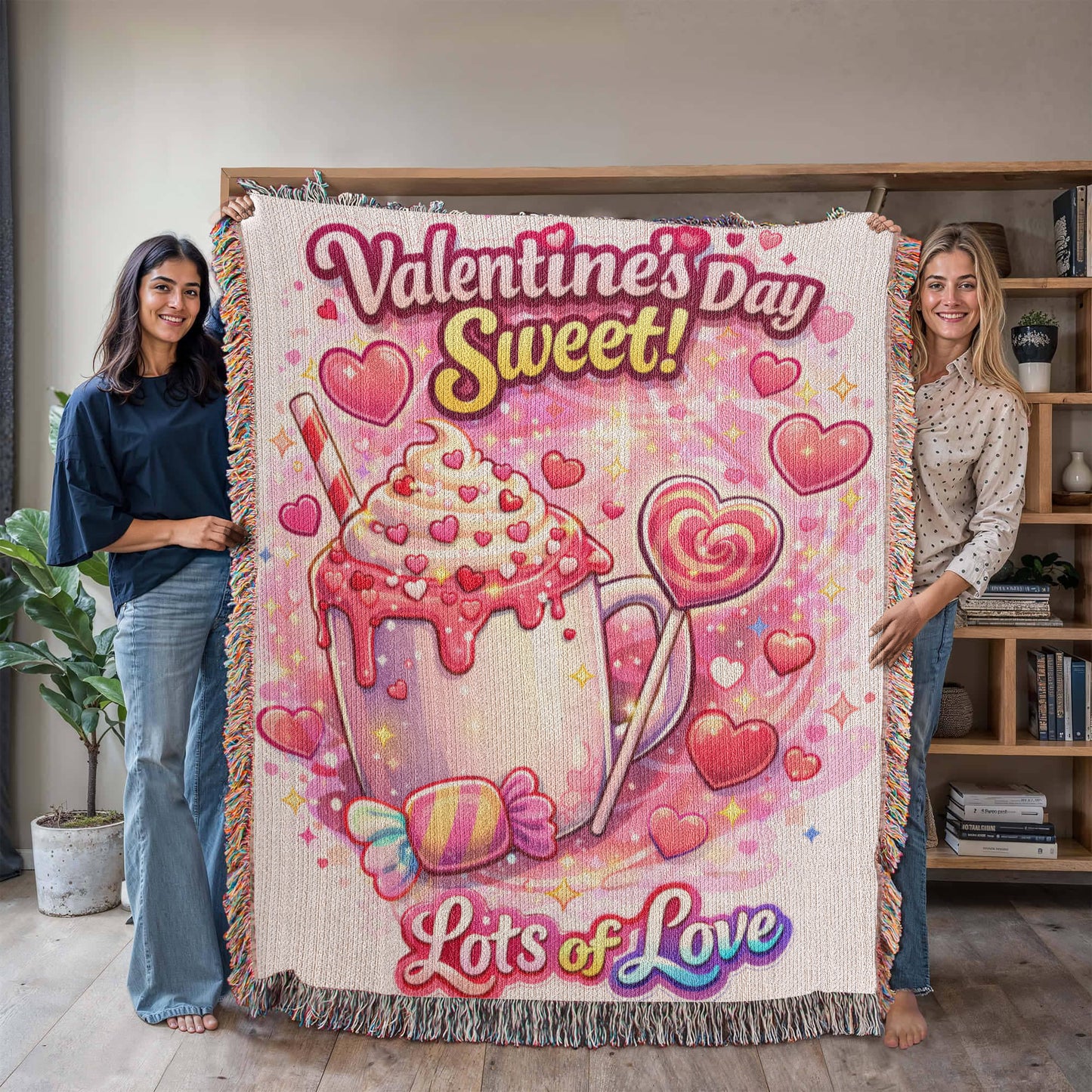 Valentine's Day Sweet Treat Woven Cotton Blanket – Lots of Love