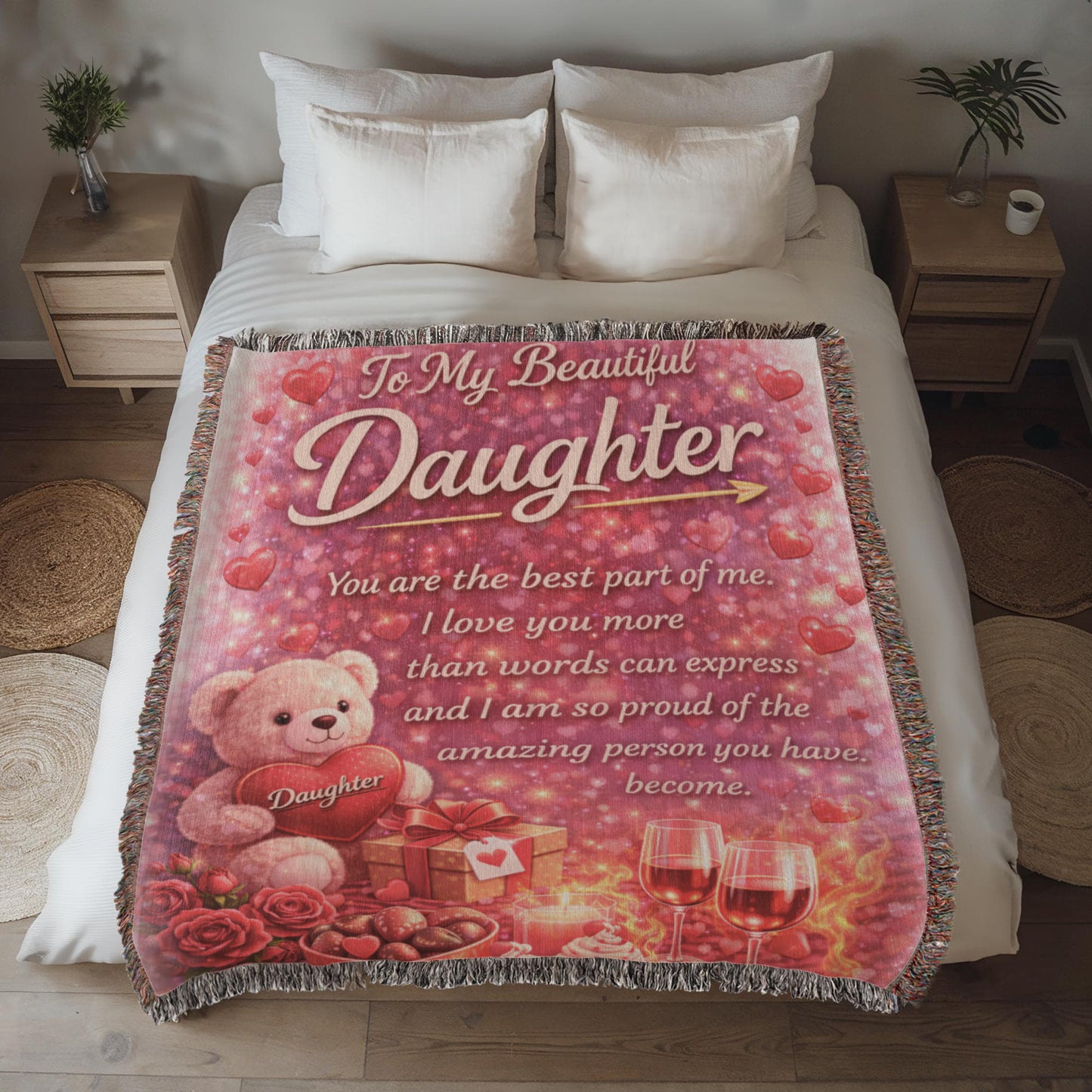 To My Beautiful Daughter – Woven Blanket | A Heartfelt Gift of Love