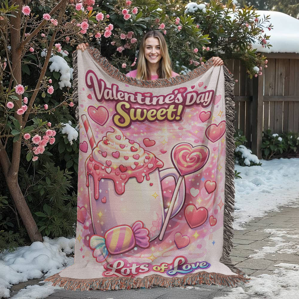 Valentine's Day Sweet Treat Woven Cotton Blanket – Lots of Love