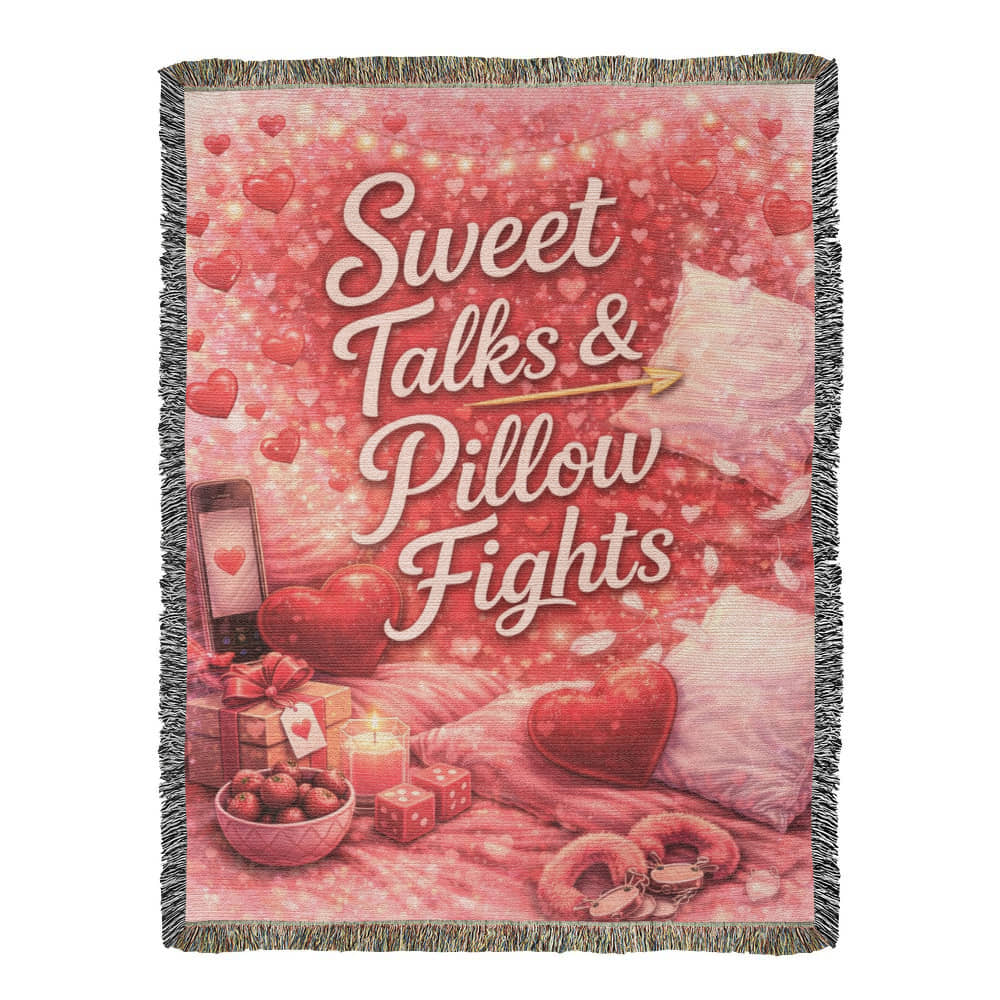 Sweet Talks & Pillow Fights Woven Blanket – Cozy Romantic Cotton Throw